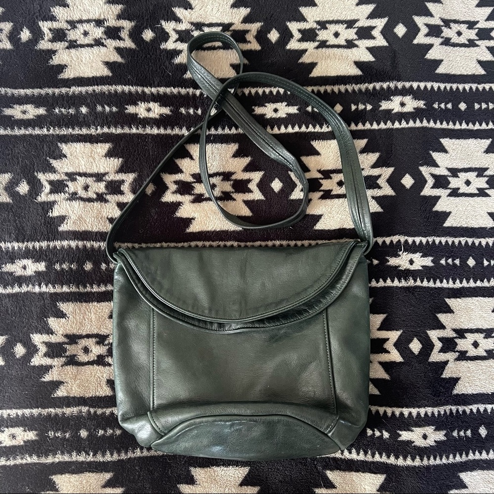 Forest Green Leather Crossbody